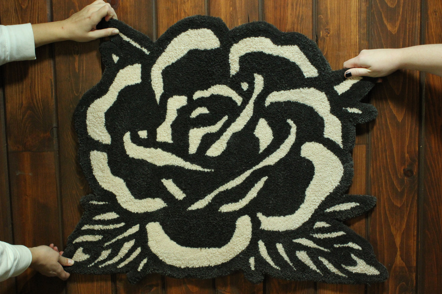 Tapis de sol fleur- crème et charbon