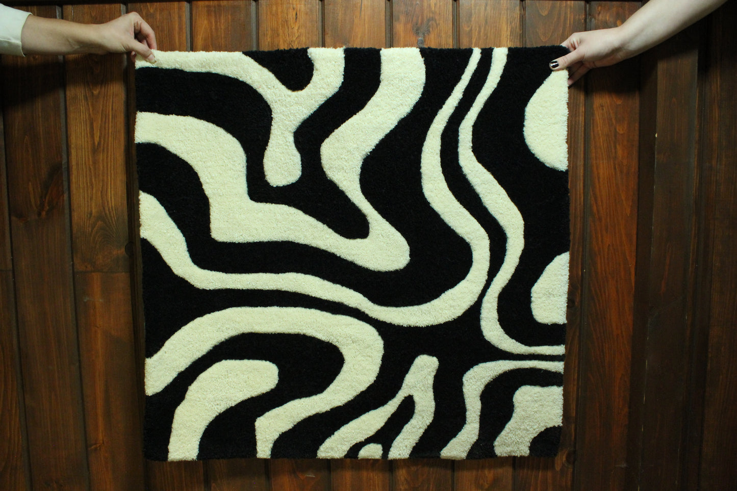 Tapis de sol vague crème et noir