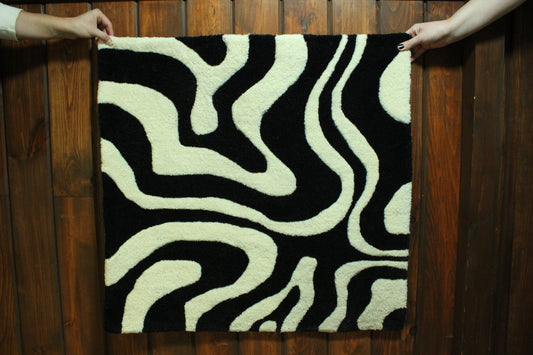 Tapis de sol vague crème et noir